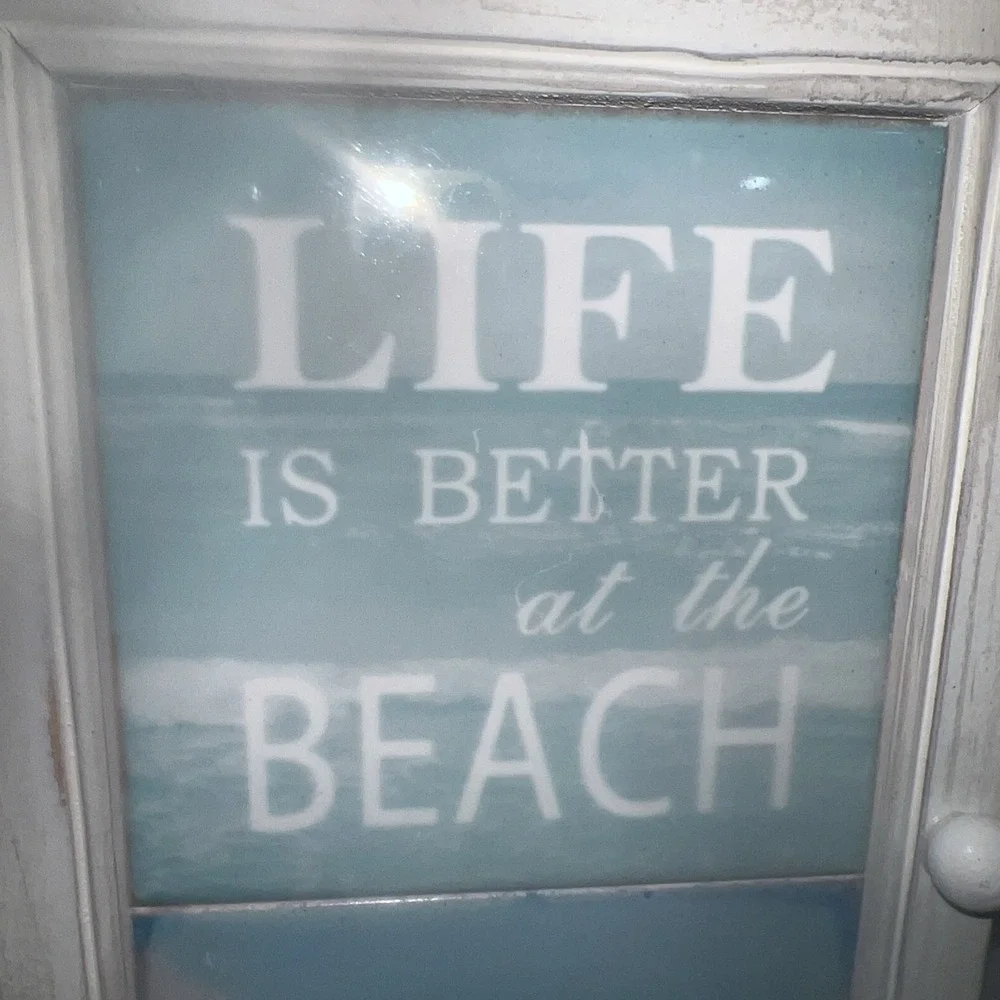 Beach Theme Key Holder for Wall, Decorative Wooden Mail Organizer with Shelf ...
